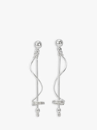 Andea Silver Abstract Wire Bar Earrings