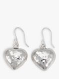 Andea Hammered Puffed Heart Drop Earrings, Silver