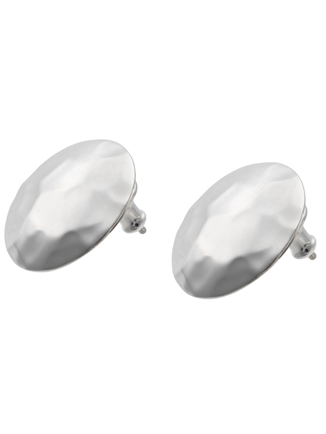 Andea Silver Hammered Disc Stud Earrings
