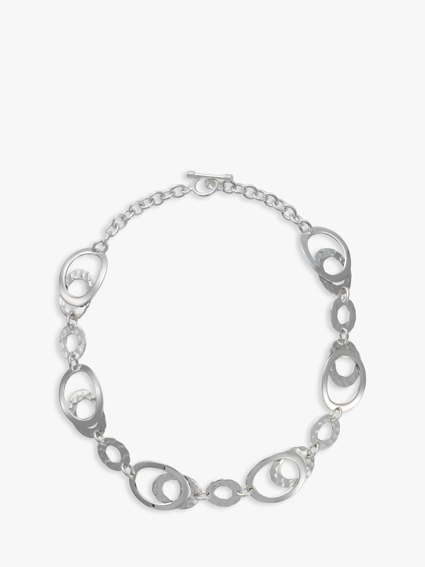 Buy Andea Silver Hammered Oval Link Necklace Online at johnlewis.com