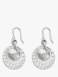 Andea Round Textured Disc Drop Earrings, Silver