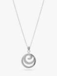 Andea Spiral Circle Pendant Necklace, Silver