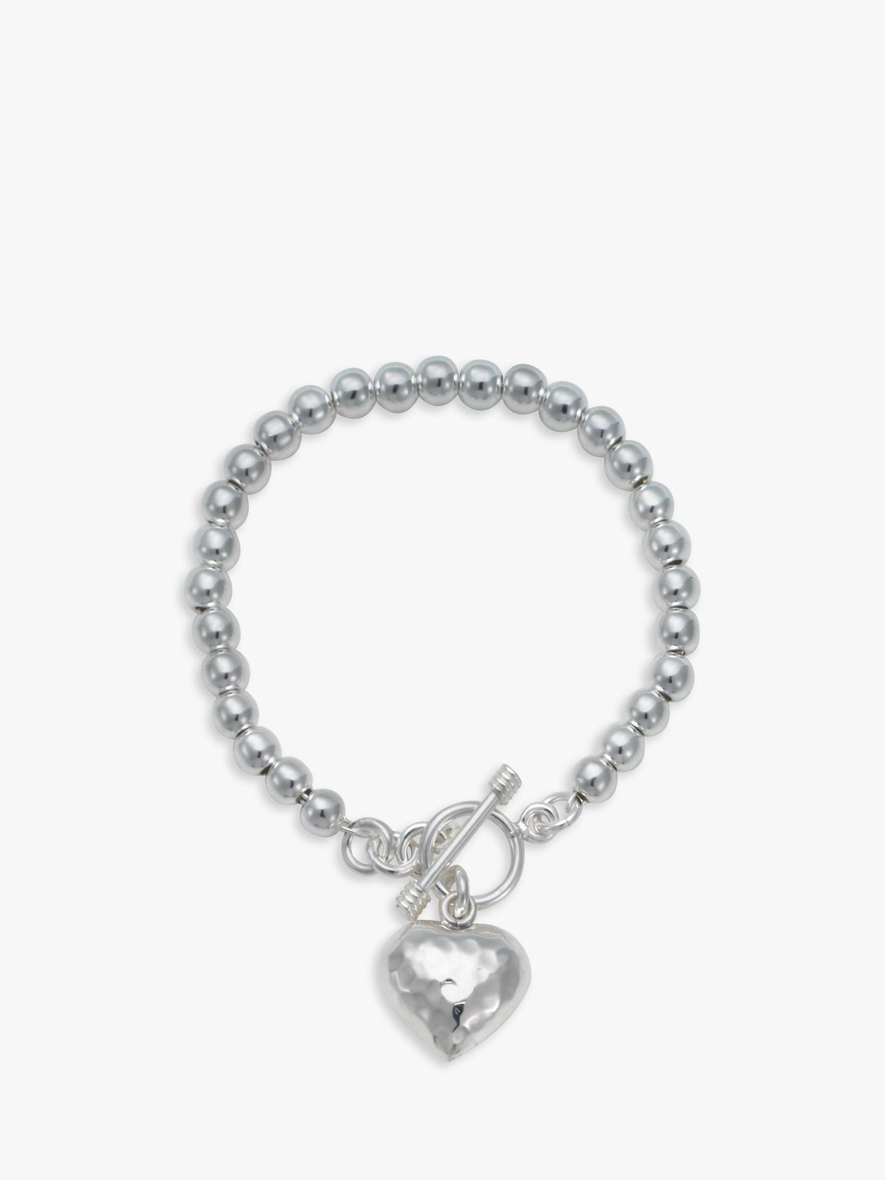 Buy Andea Silver Bead Hammered Heart Bracelet Online at johnlewis.com