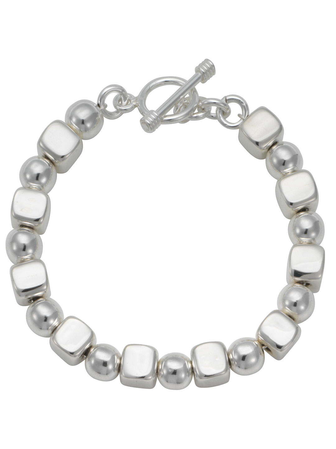 Andea Silver Cube and Ball Bracelet
