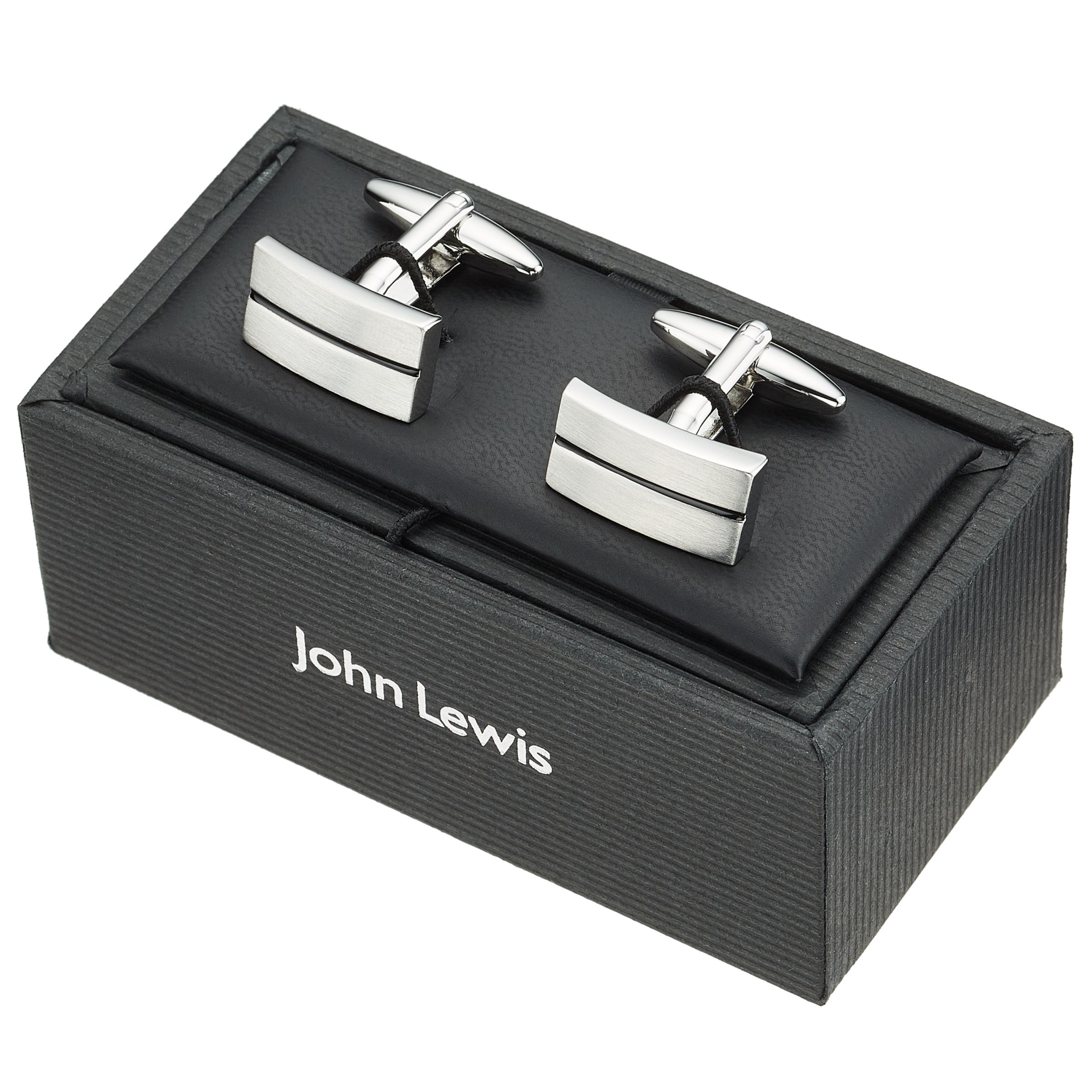 John Lewis Stripe Oblong Cufflinks, Black