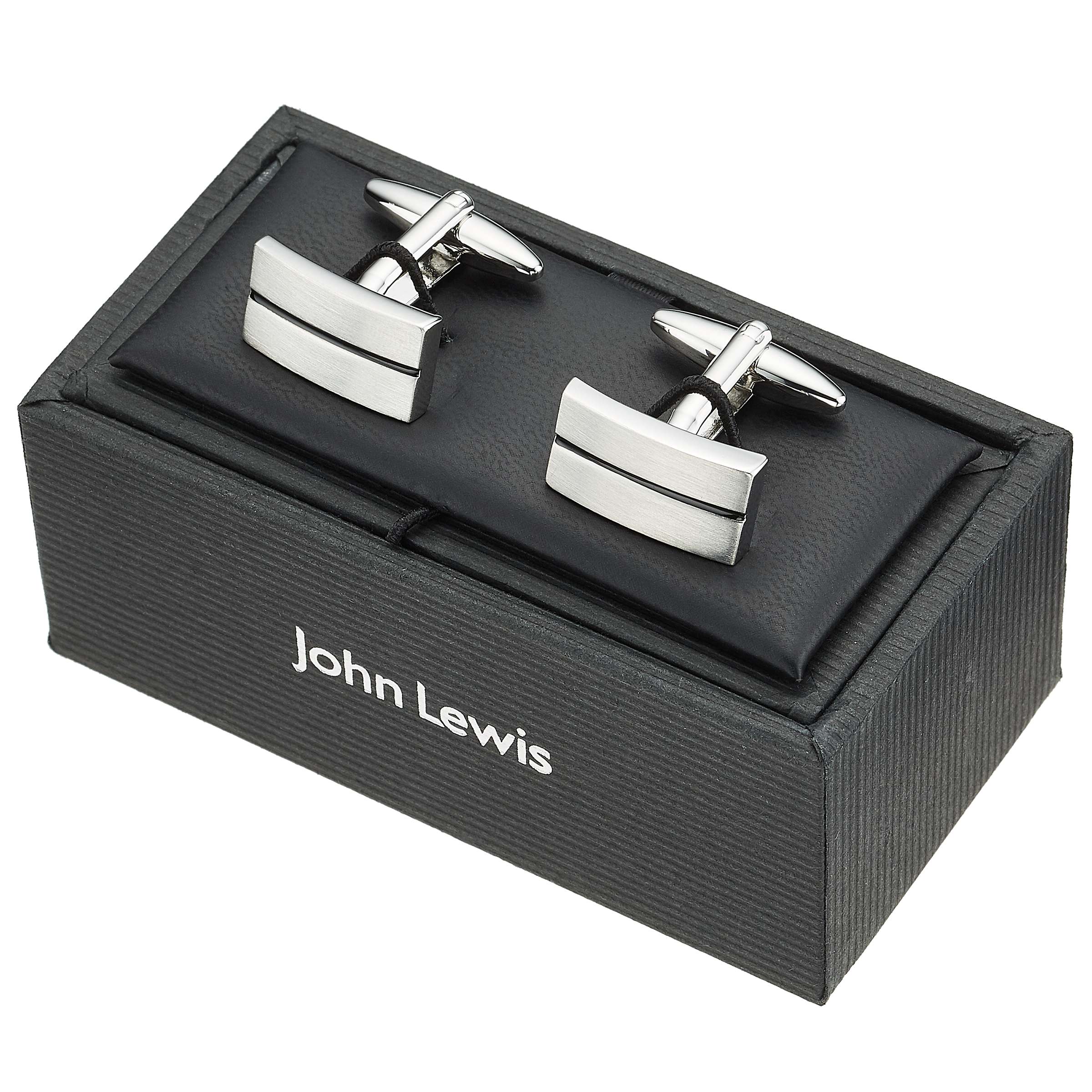 Buy John Lewis Stripe Oblong Cufflinks, Black Online at johnlewis.com