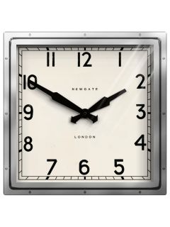 Newgate Clocks Quad Square Metal Wall Clock, 40cm, Silver
