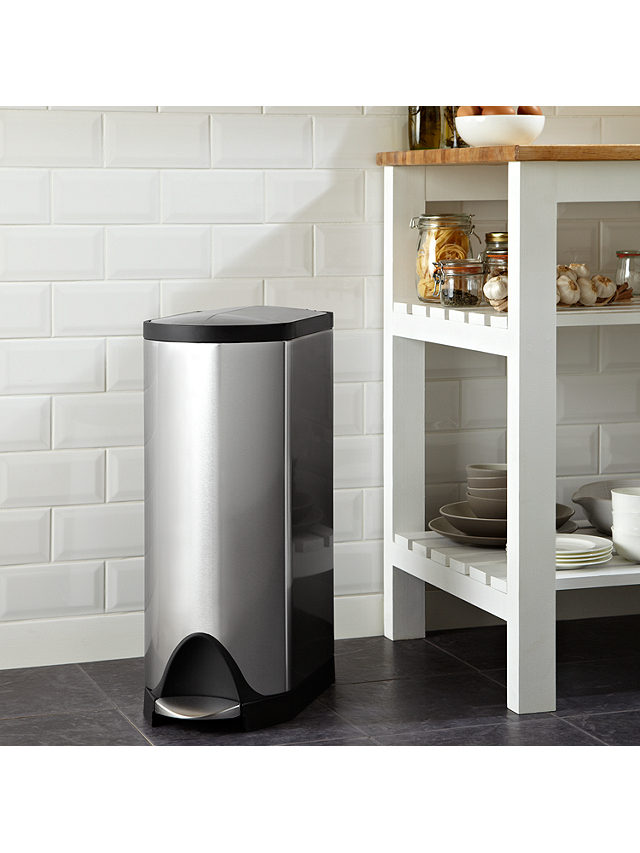 simplehuman Butterfly Pedal Bin, Brushed Stainless Steel, 30L