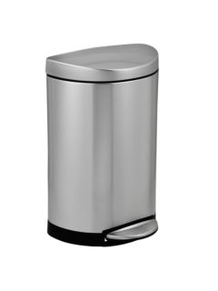 simplehuman Semi-Round Pedal Bin, Brushed Stainless Steel, 10L