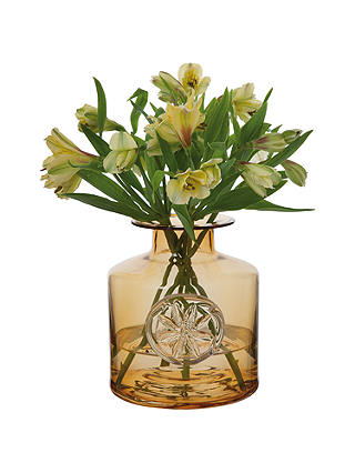 Dartington Crystal Clematis Flower Bottle Vase, Amber, H15cm