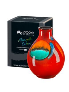 Poole Pottery Volcano Purse Bud Vase, H12.5cm, Orange
