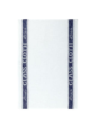 John Lewis & Partners Linen Glass Cloth White/Blue