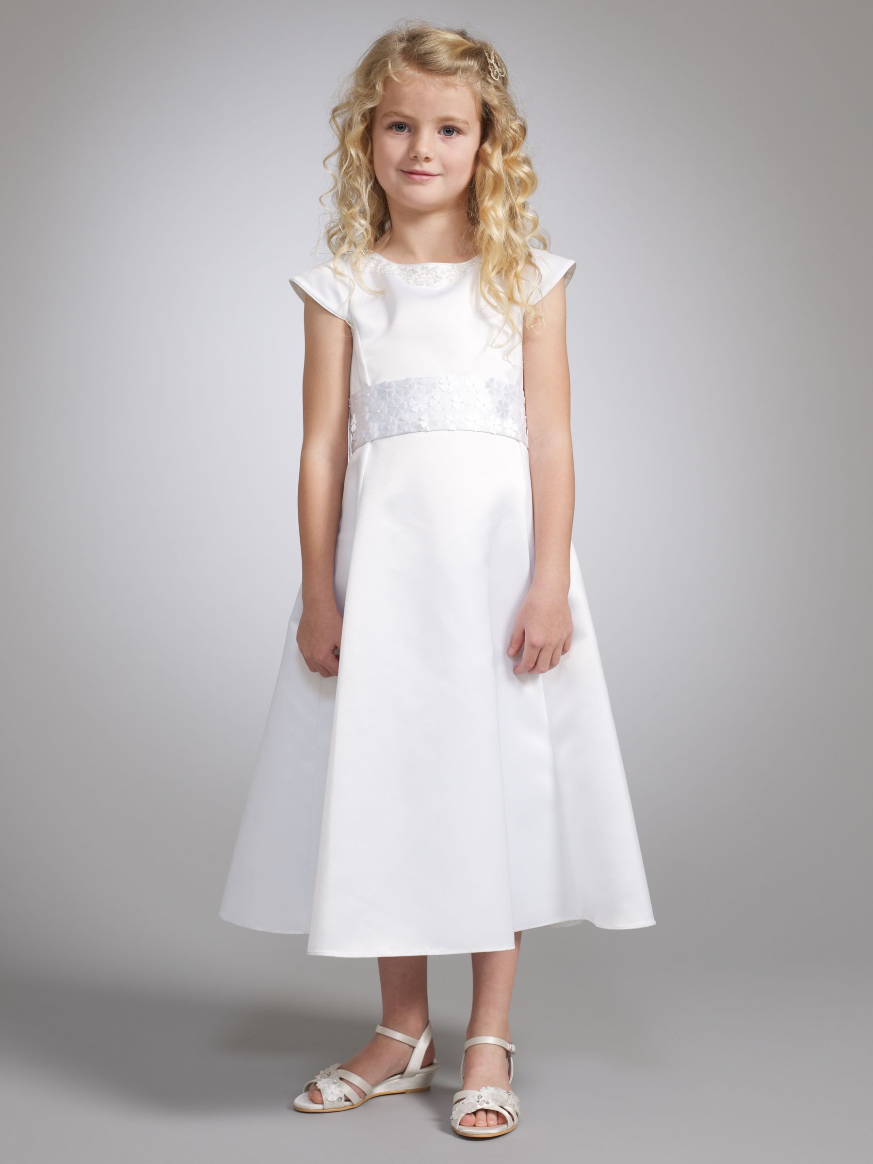 John Lewis Girl Cap Sleeve Holy Communion Dress, White at John Lewis & Partners