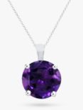 E.W Adams 9ct White Gold Amethyst Pendant Necklace, Purple