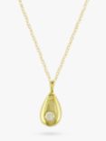 E.W Adams 9ct Yellow Gold Diamond Teardrop Pendant Necklace