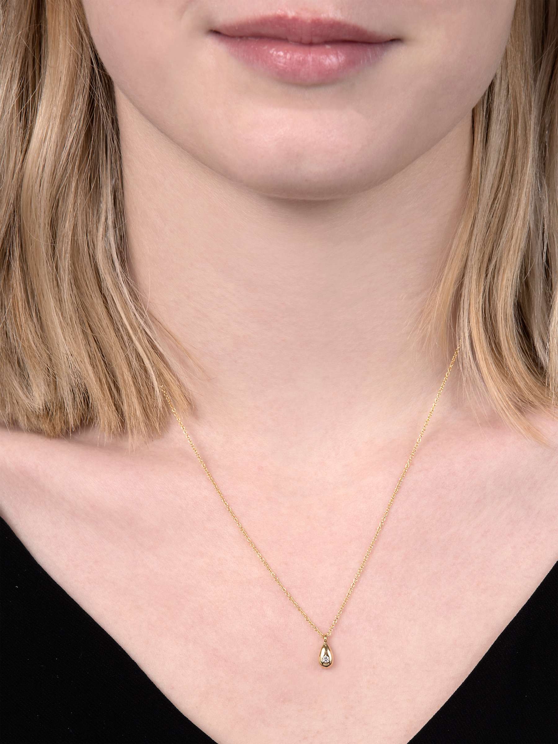 Buy E.W Adams 9ct Yellow Gold Diamond Teardrop Pendant Necklace Online at johnlewis.com
