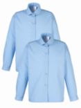 School Girls' Long Sleeve Blouse, Pack of 2, Blue