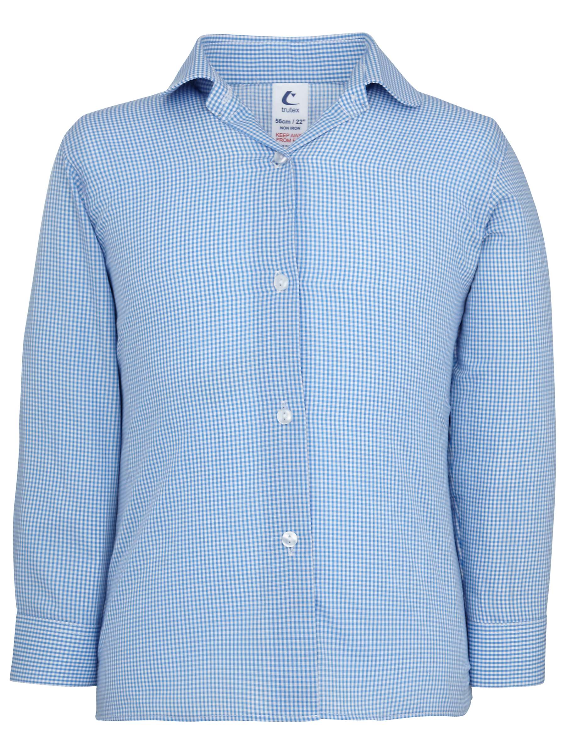 Buy Girls' School Long Sleeve Checked Blouse, Pack of 2, Blue/White Online at johnlewis.com