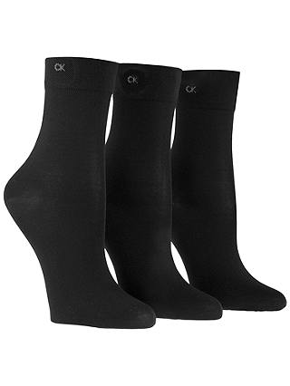 Calvin Klein Light Sparkle Short Crew Ankle Socks, Pack of 3, Black