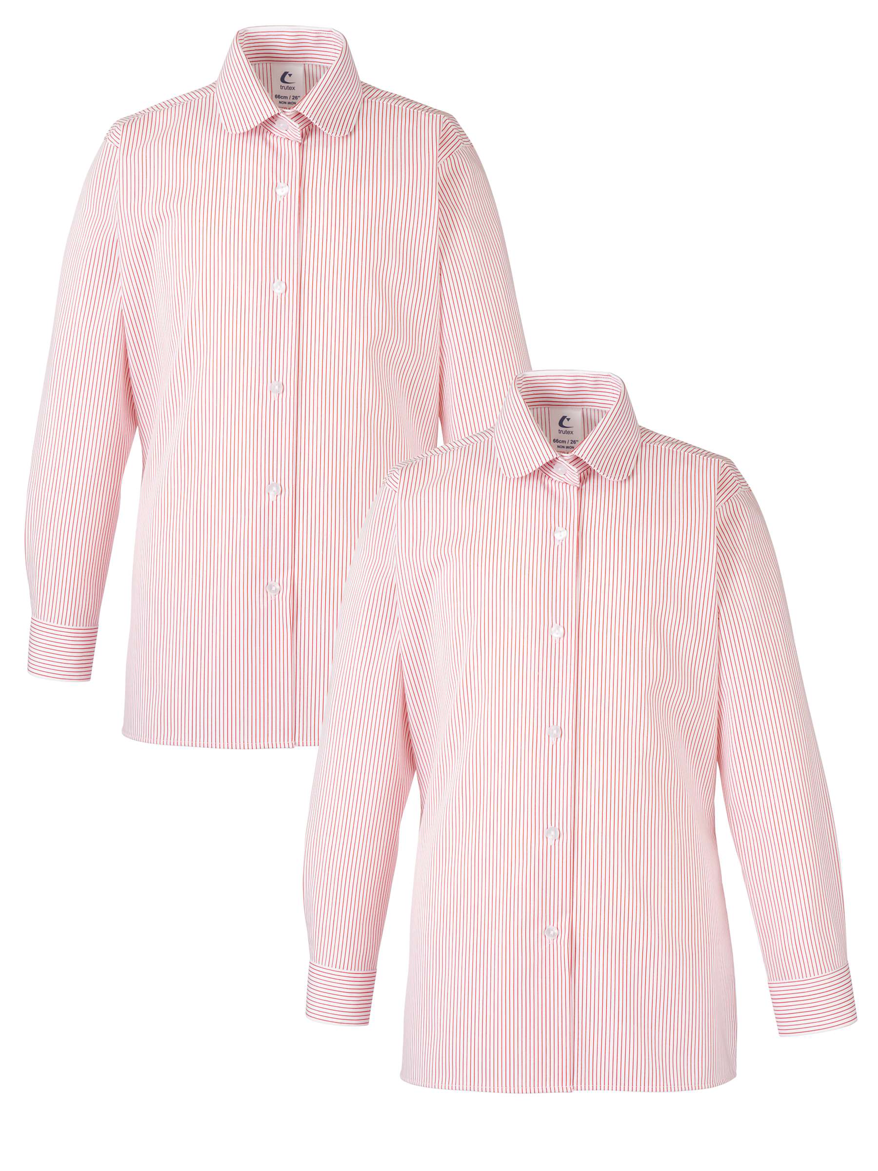 Buy Girls' School Long Sleeve Blouse, Pack of 2, Red/White Online at johnlewis.com