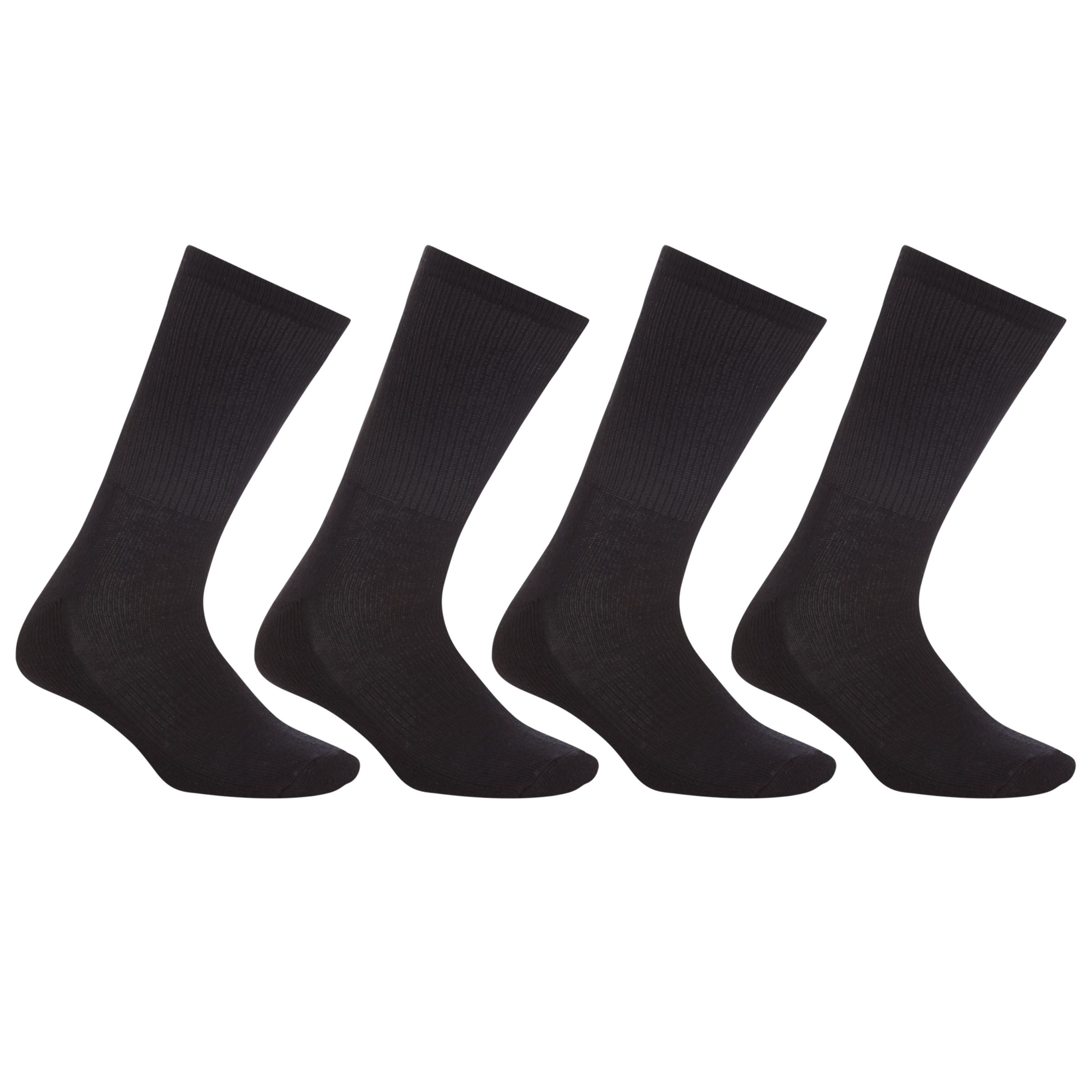 John Lewis & Partners Sport Cushion Sole Socks, Pack of 4, Black, 6-8