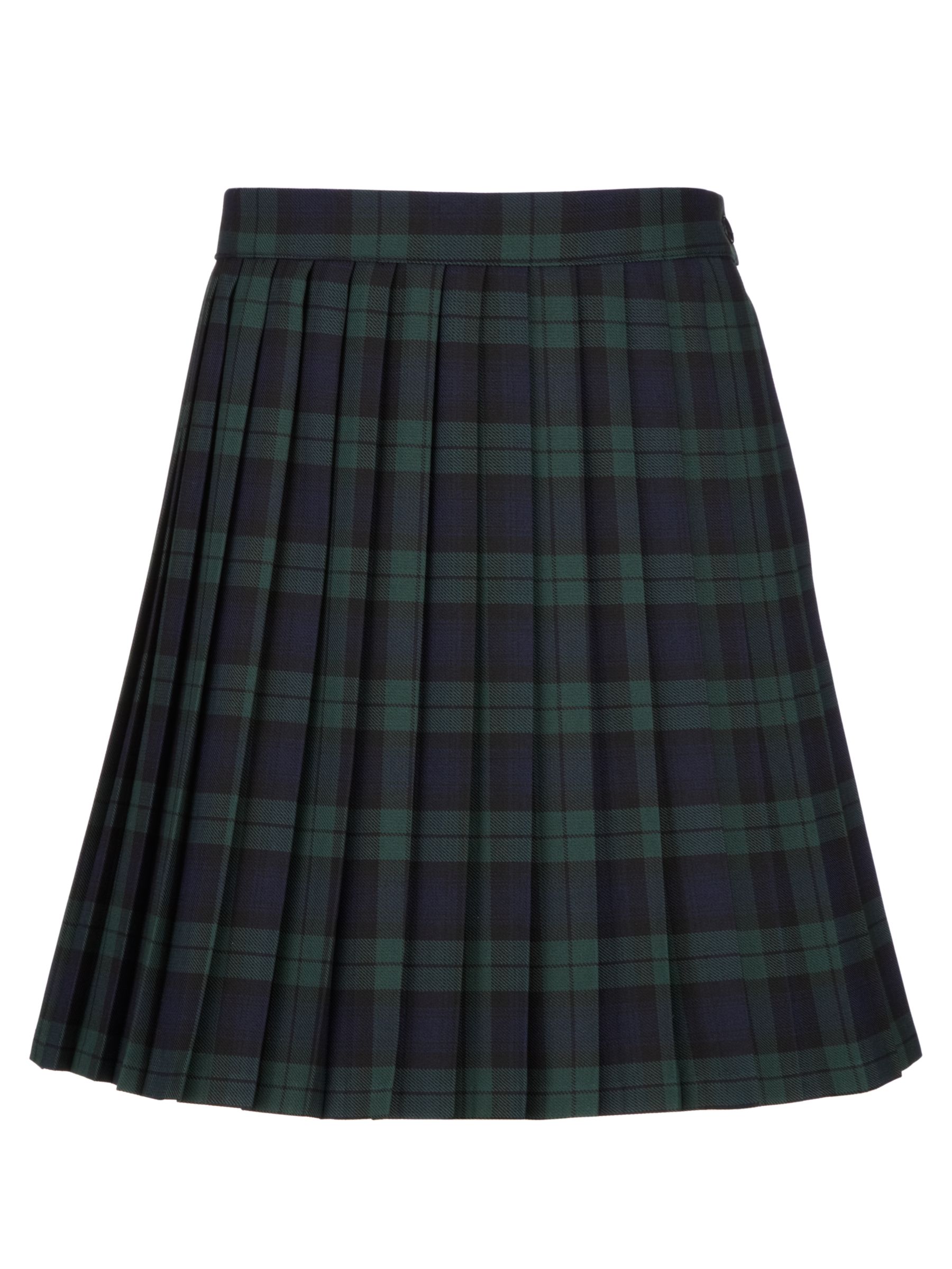 Girls' Pleated Tartan School Skirt, Green/Navy at John Lewis & Partners
