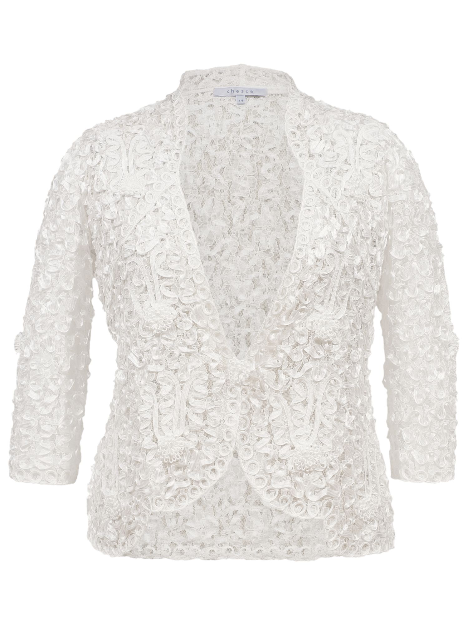 Chesca Lace Cornelli Embroidered Trim Jacket, Ivory at John Lewis ...