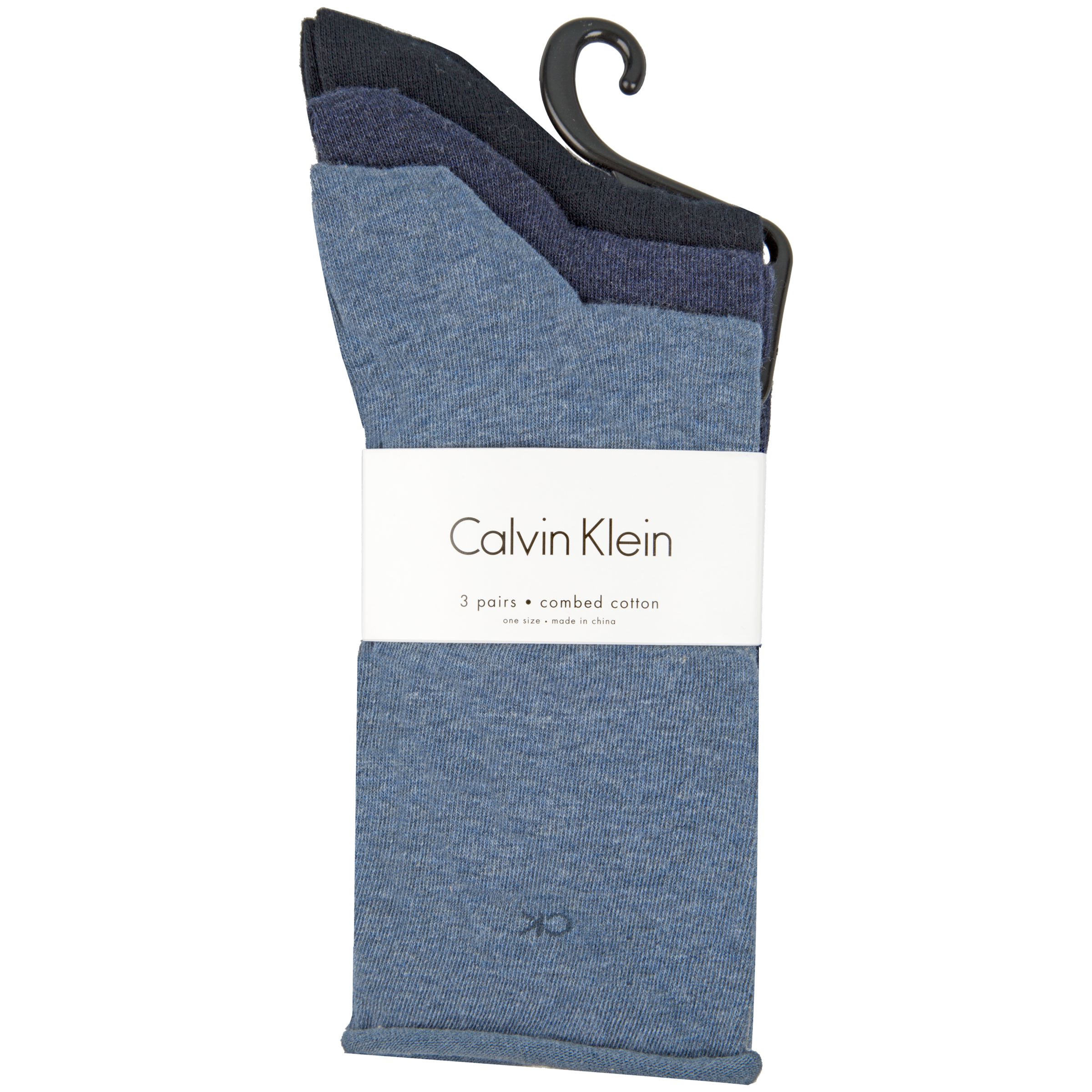Calvin Klein Roll Top Crew Socks, Pack of 3, Denim/Navy