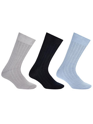 John Lewis & Partners Pure Mercerised Cotton Socks, Pack of 3