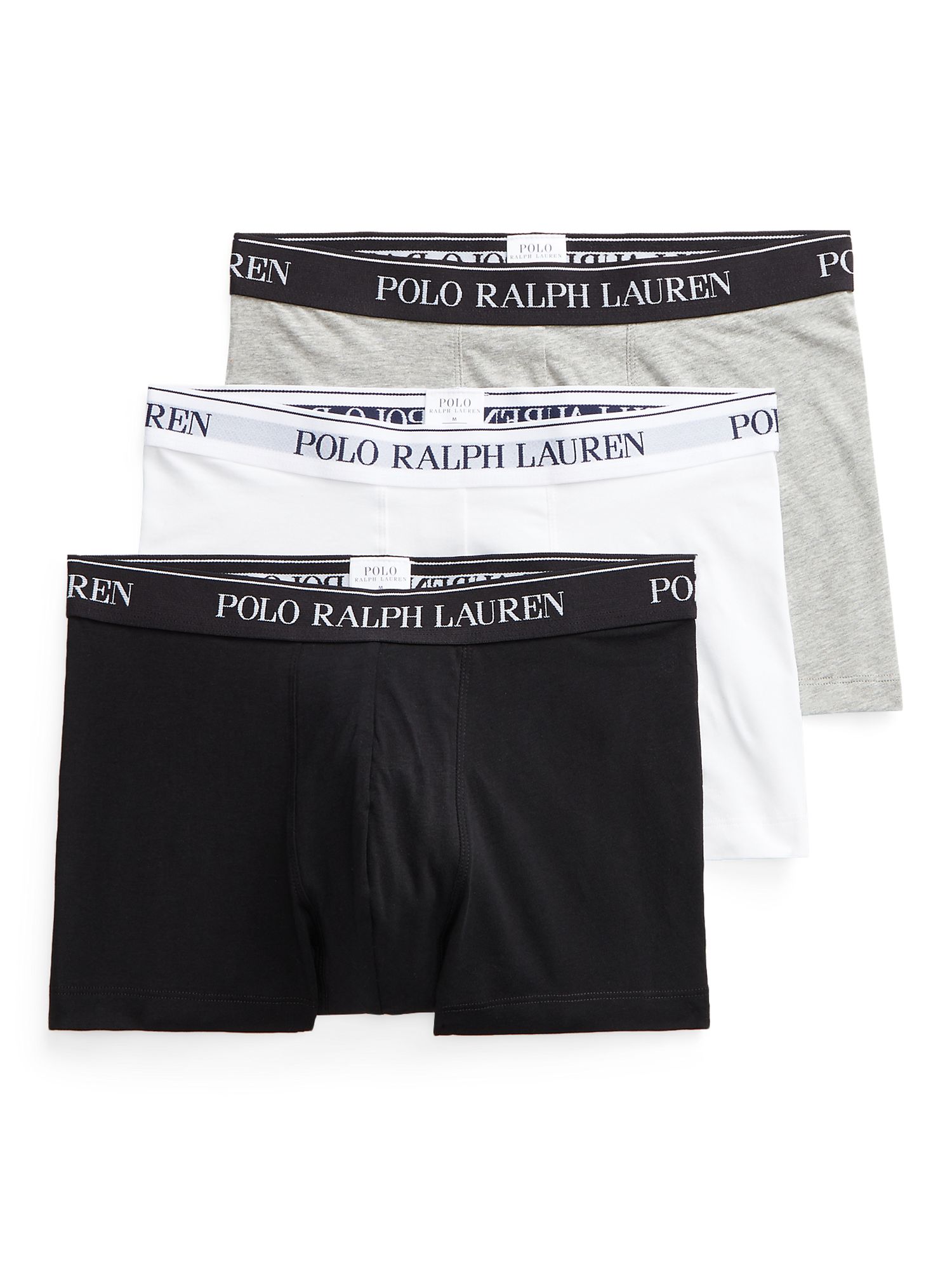 Polo Ralph Lauren Cotton Trunks, Pack of 3, Black/Grey/White at John ...