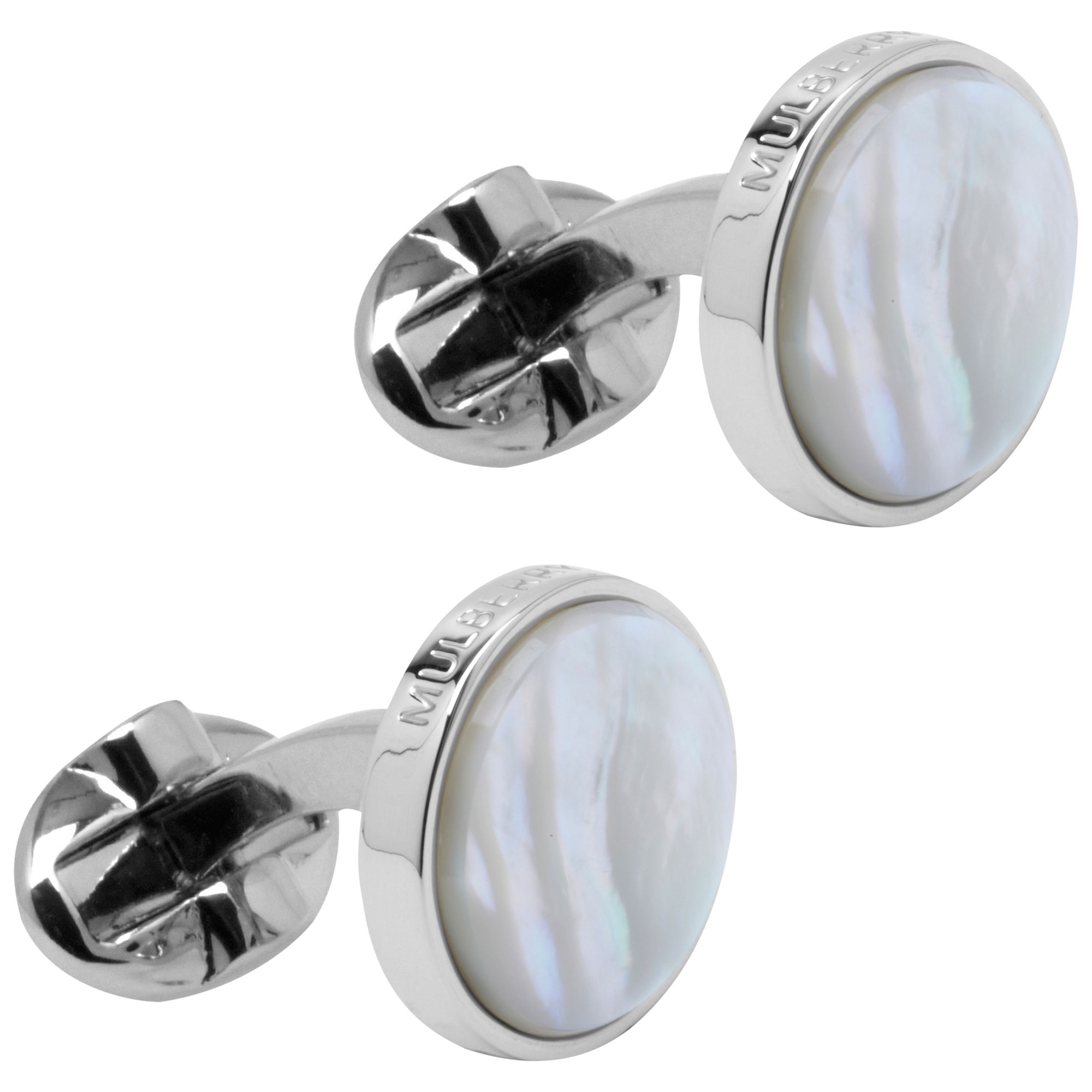 Mulberry Semi Precious Round Cufflinks, Mother of Pearl