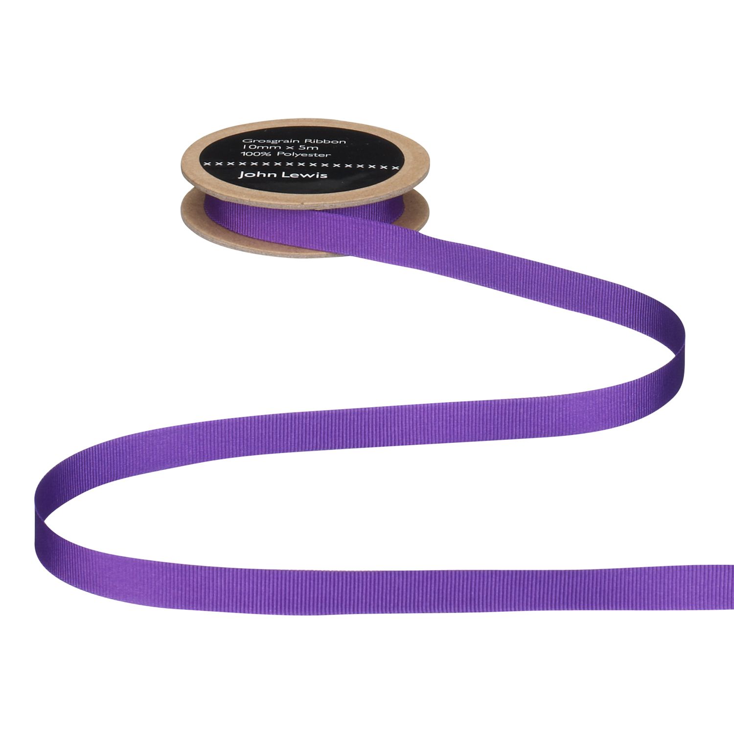 John Lewis & Partners Grosgrain Ribbon, 5m, Violet, 15mm