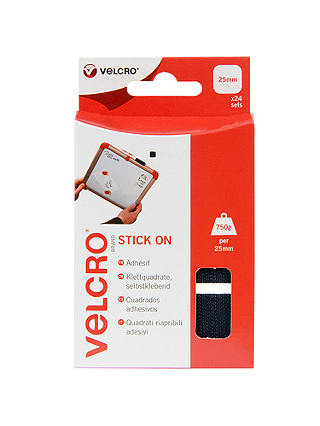 VELCRO® Brand Black Stick On Squares, Pack of 24