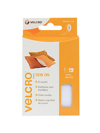 VELCRO® Brand Sew-On Tape, 20mm x 1m, White