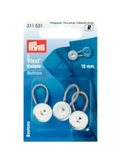Prym Flexi Buttons, Pack of 3, 15mm, White