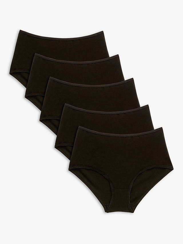 John Lewis ANYDAY Cotton Full Briefs, Pack of 5, Black