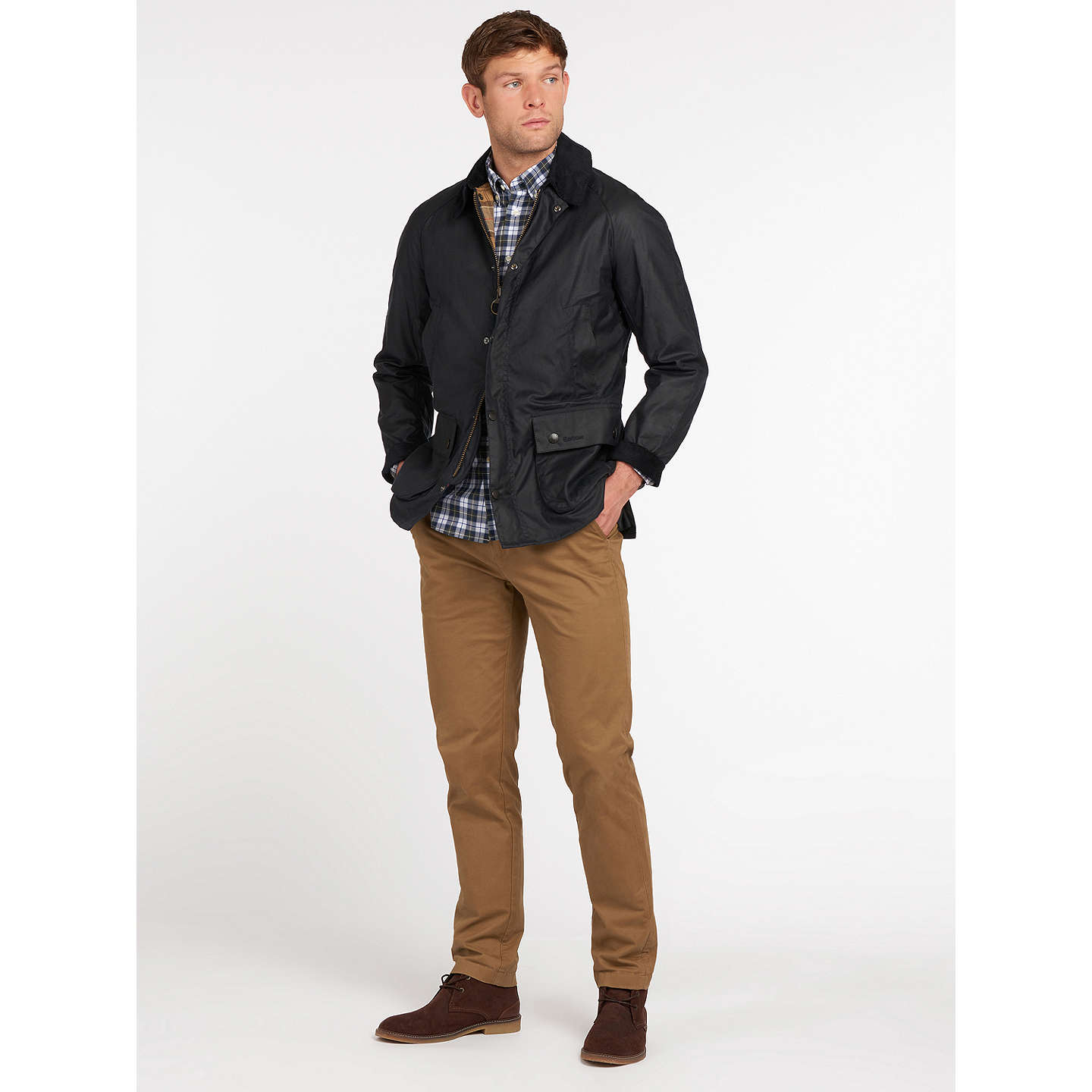 Barbour Lifestyle Ashby Waxed Field Jacket, Navy at John Lewis