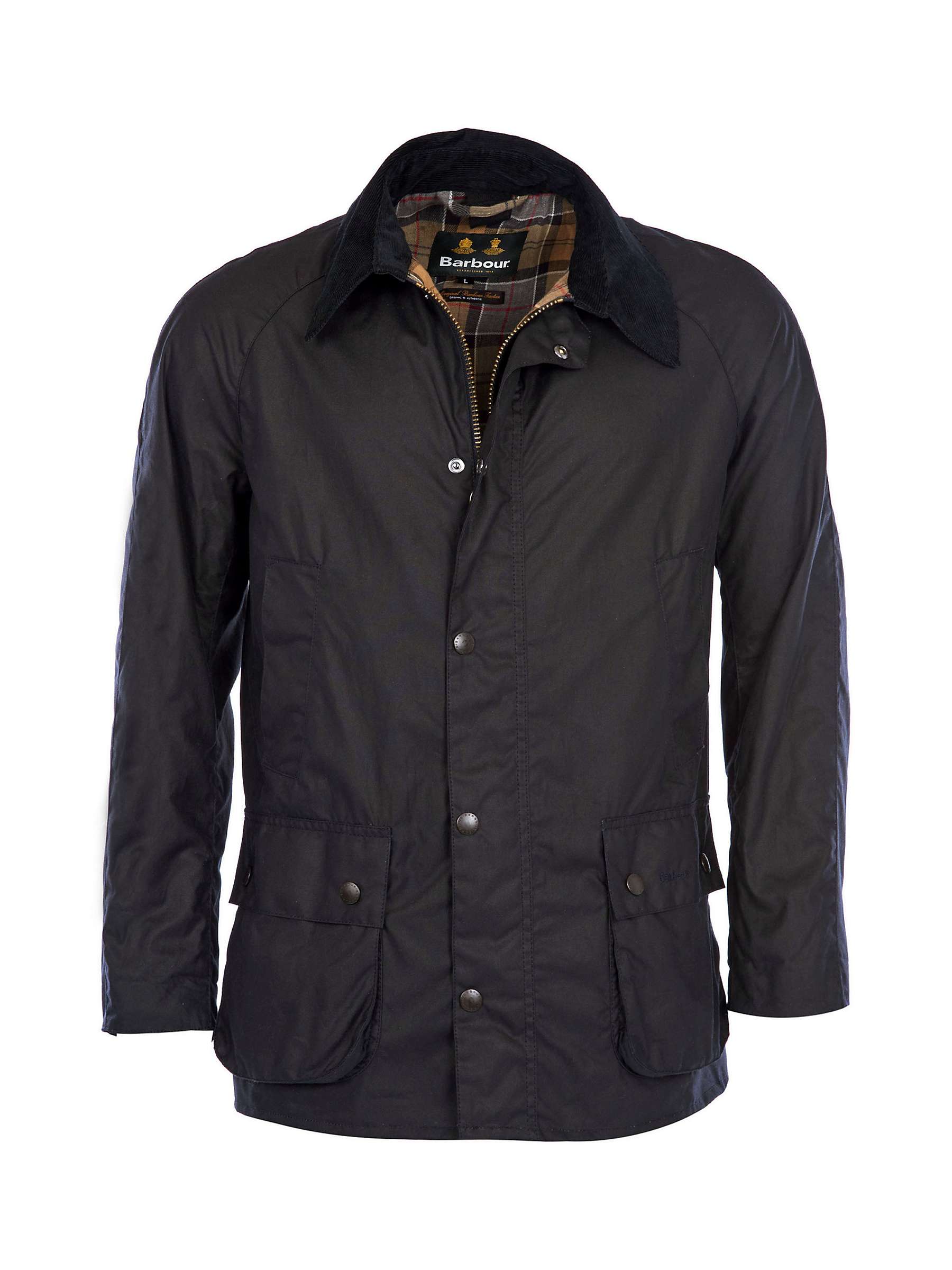Barbour Ashby Waxed Field Jacket, Navy at John Lewis & Partners