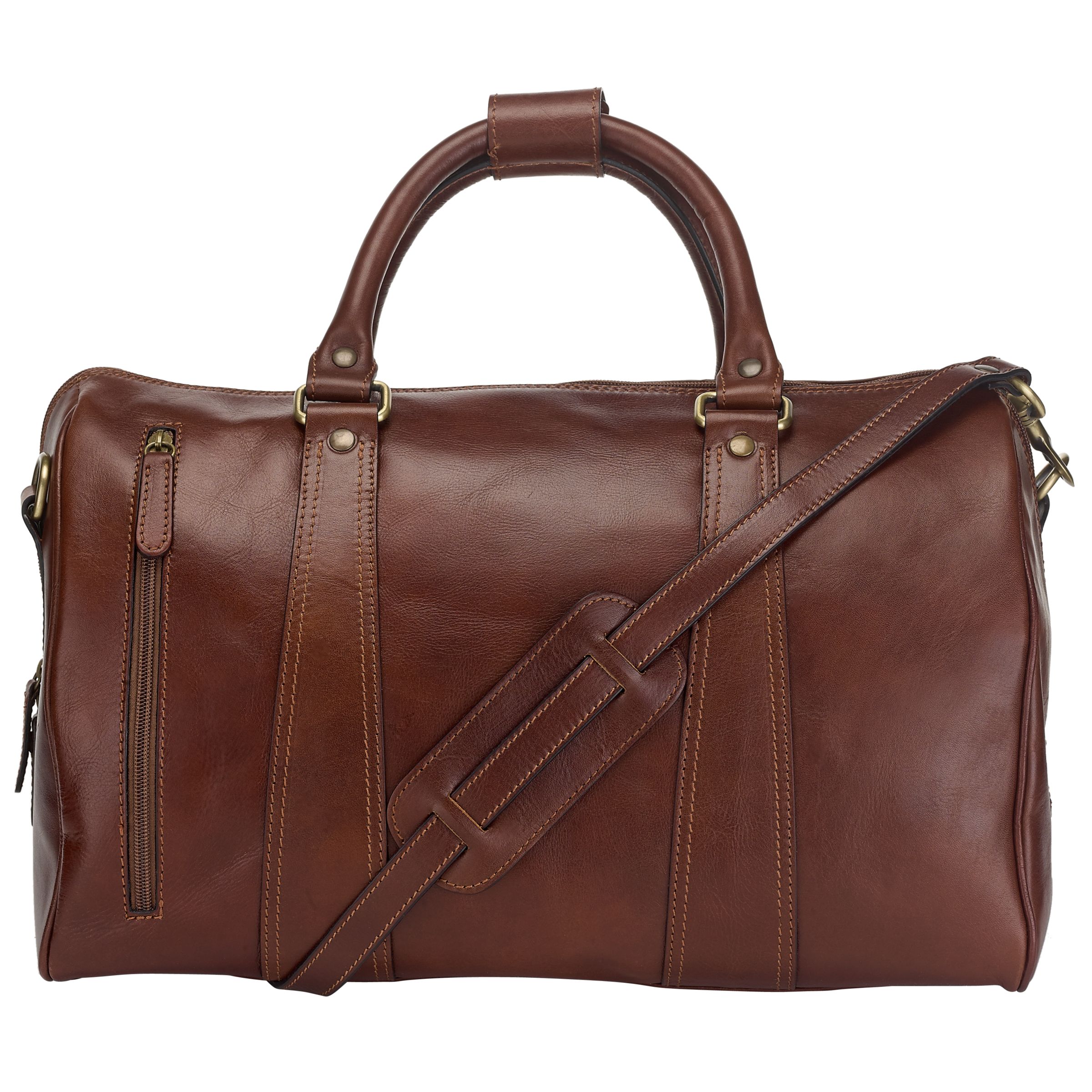 Buy John Lewis Made in Italy Leather Holdall, Brown | John Lewis