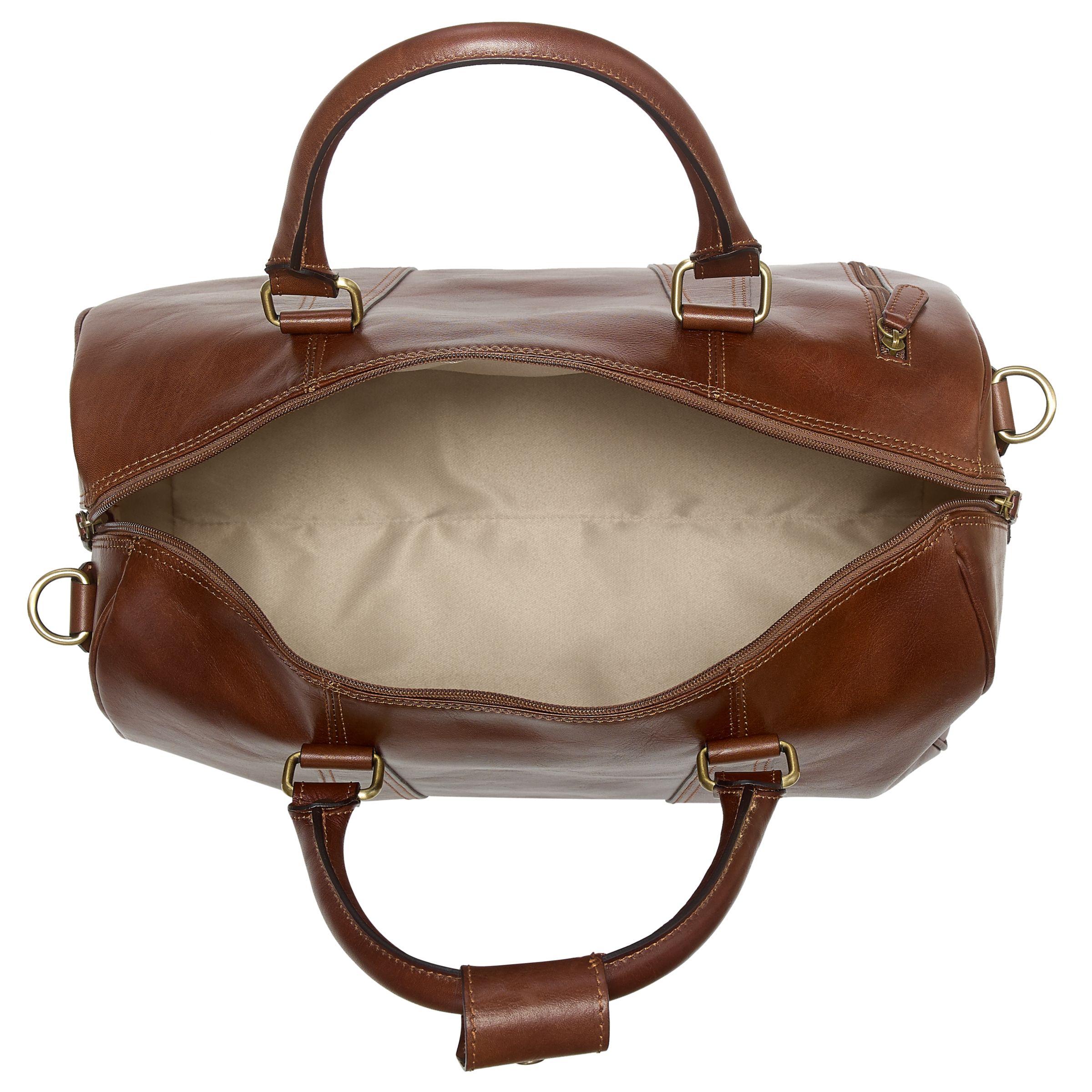 John Lewis Made in Italy Leather Holdall, Brown at John Lewis & Partners