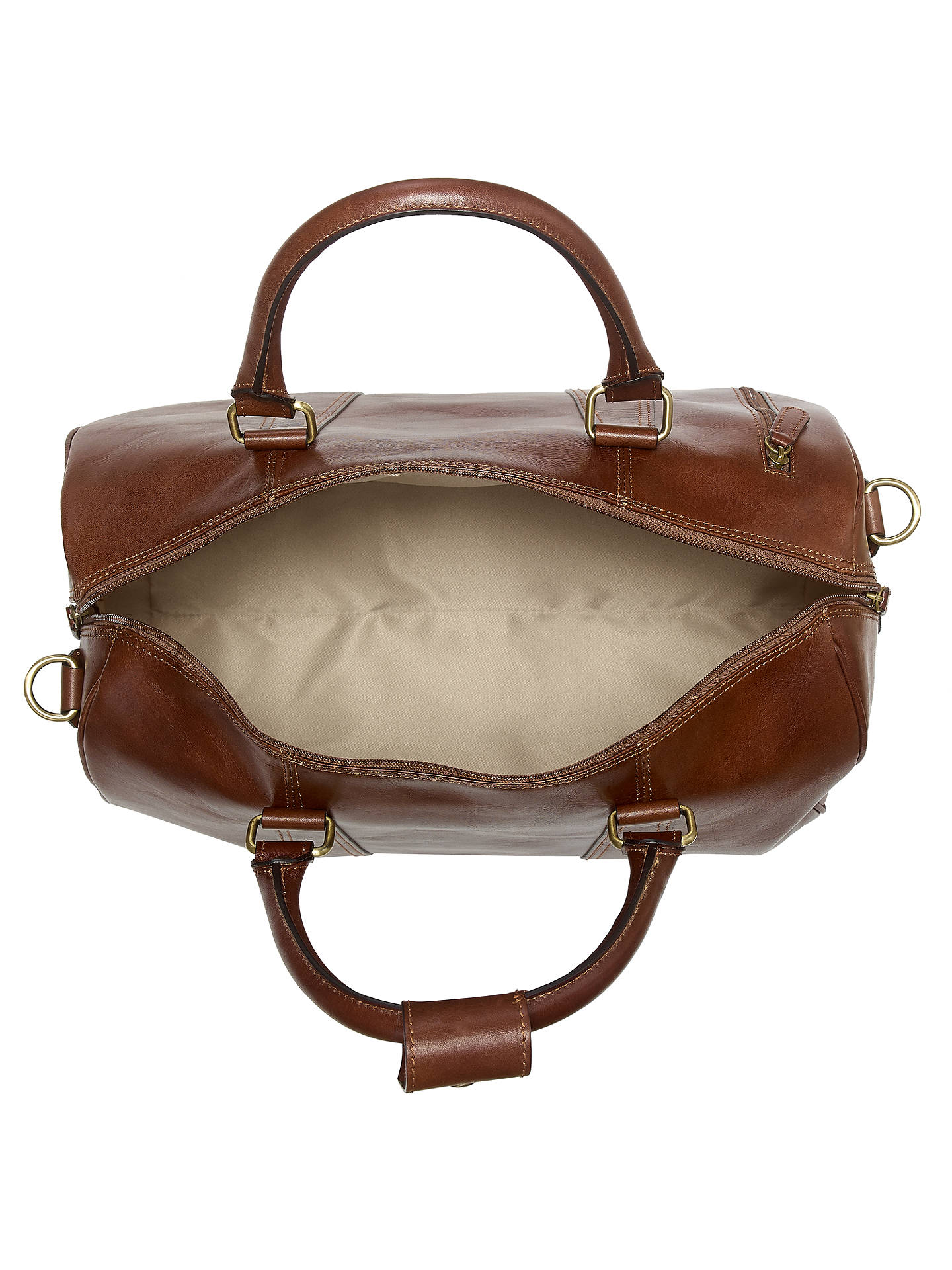 John Lewis Made in Italy Leather Holdall, Brown at John Lewis & Partners