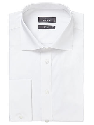 John Lewis & Partners Cotton Double Cuff Regular Fit Shirt, White