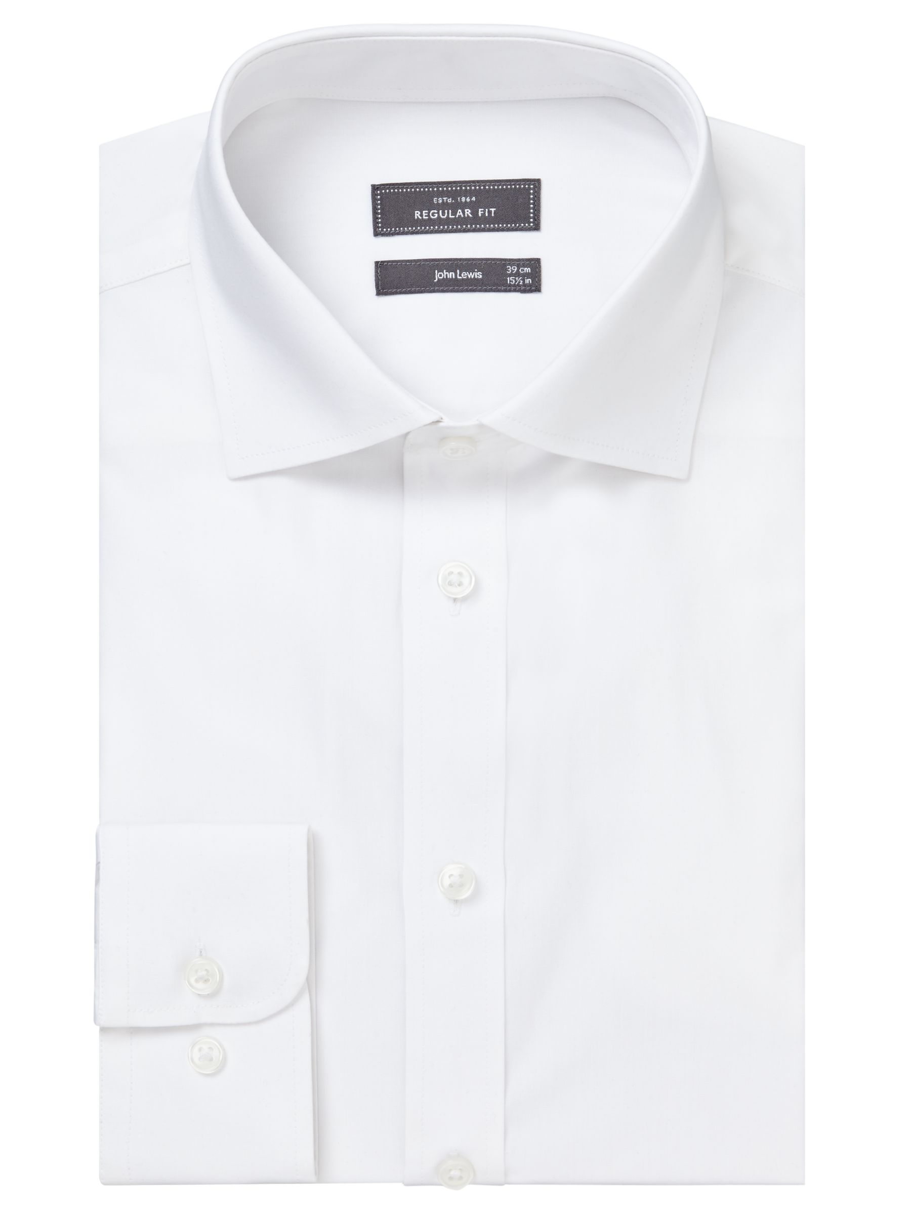 John Lewis & Partners Cotton Single Cuff Regular Fit Shirt, White