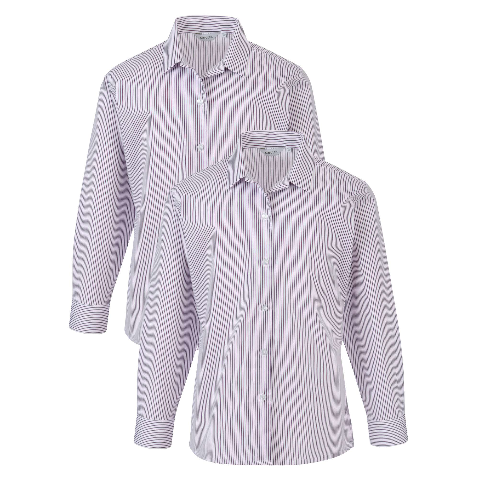 Buy The Perse Upper School Girls' Long Sleeved Revere Collar Blouse, Pack of 2, Purple Online at johnlewis.com