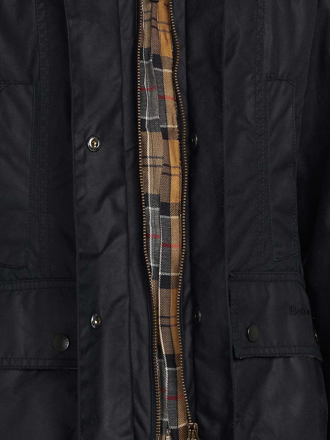 Buy Barbour Tartan Beadnell Waxed Jacket, Navy Online at johnlewis.com