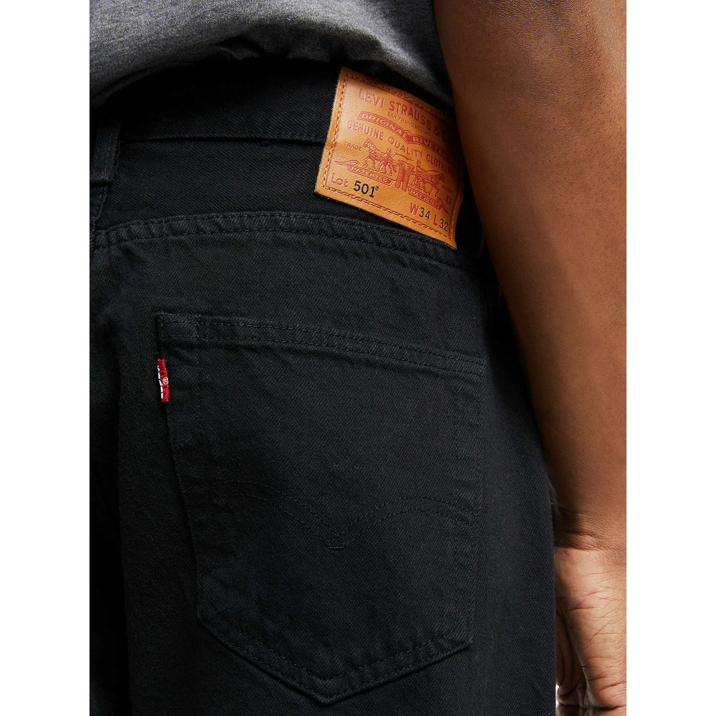 Levi's 501 Original Straight Jeans, Black at John Lewis