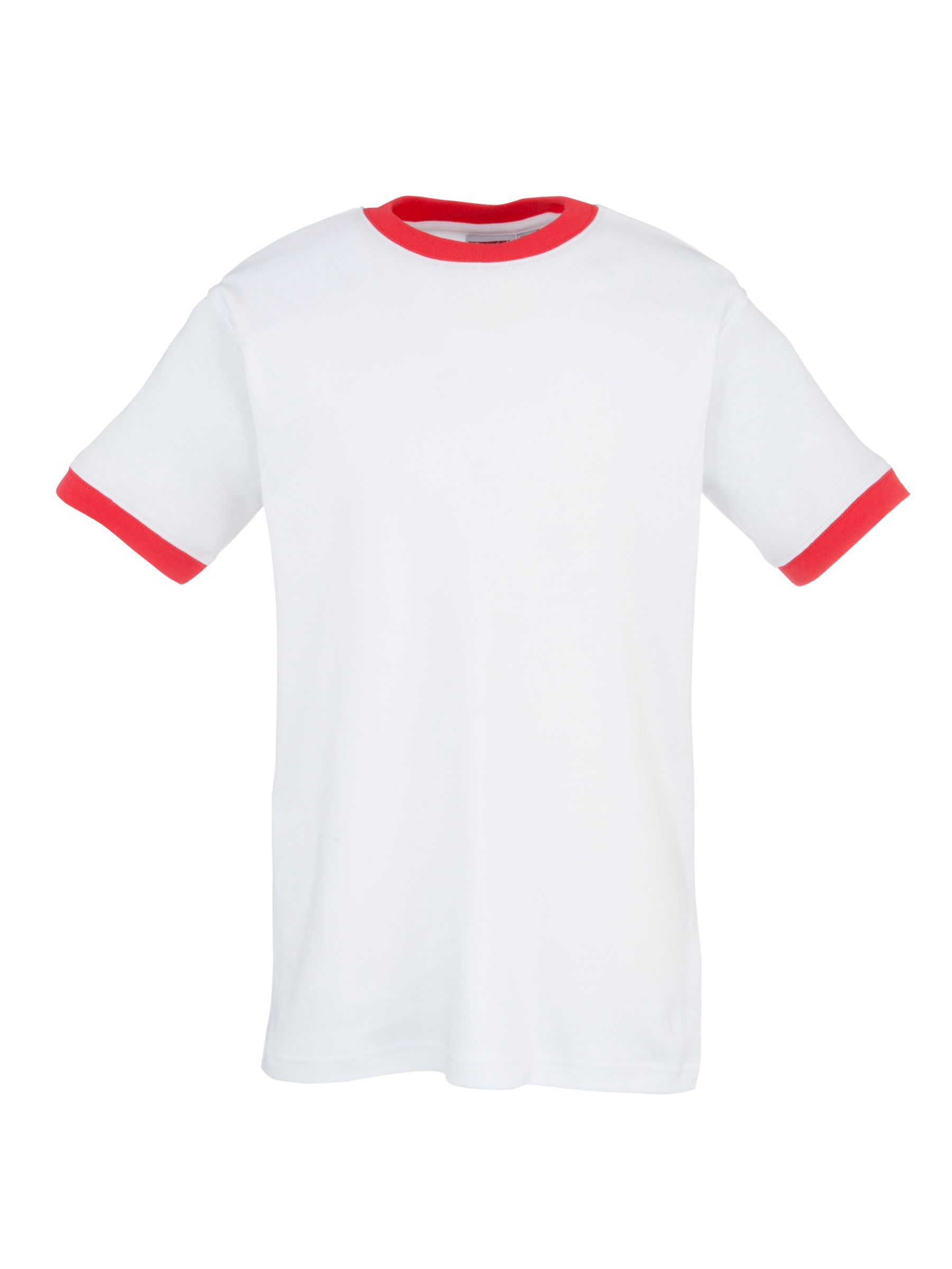 School Unisex T-Shirt Trim, White/Red, Chest