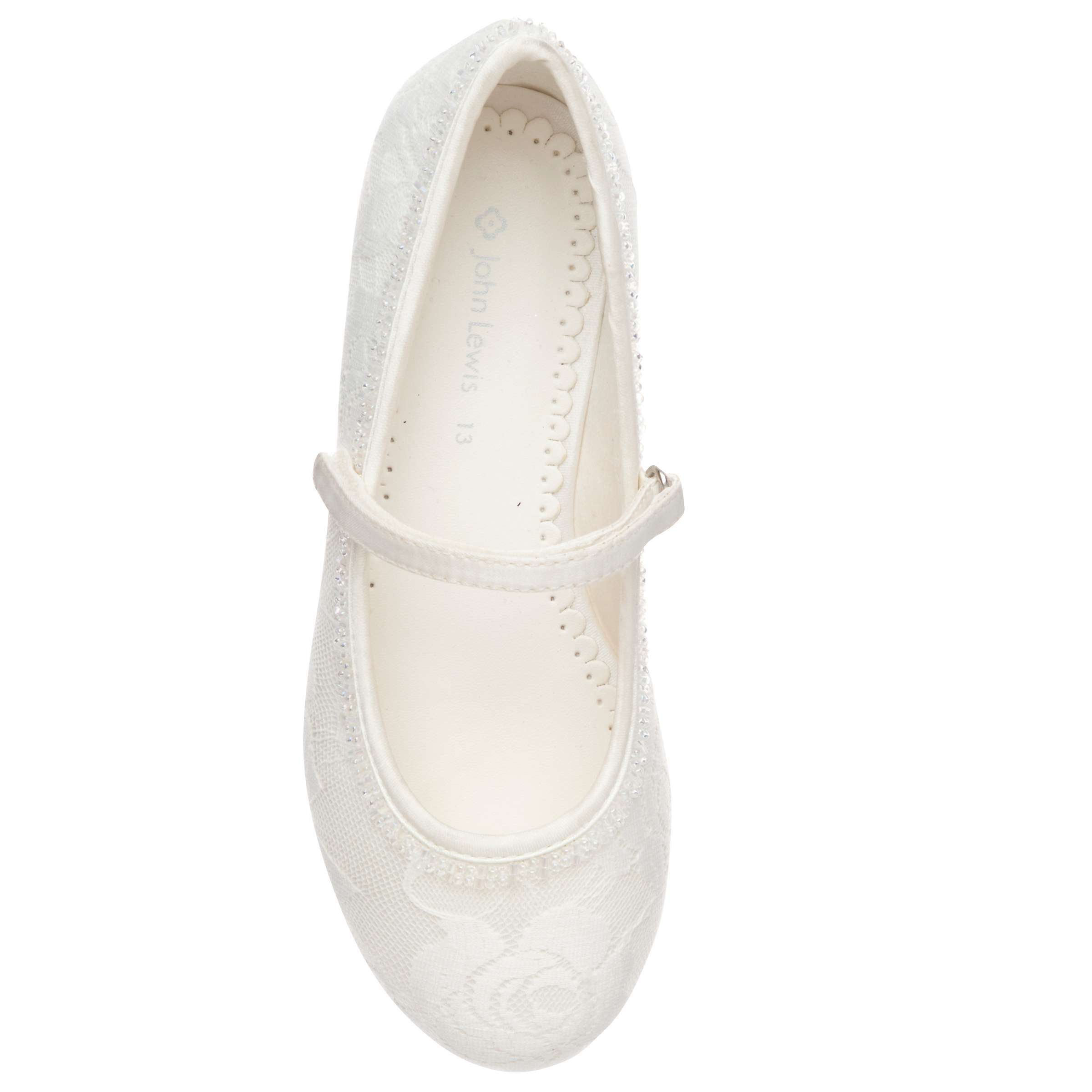 John Lewis Kids' Lace Overlay Bridesmaids' Shoes, Ivory at John Lewis ...