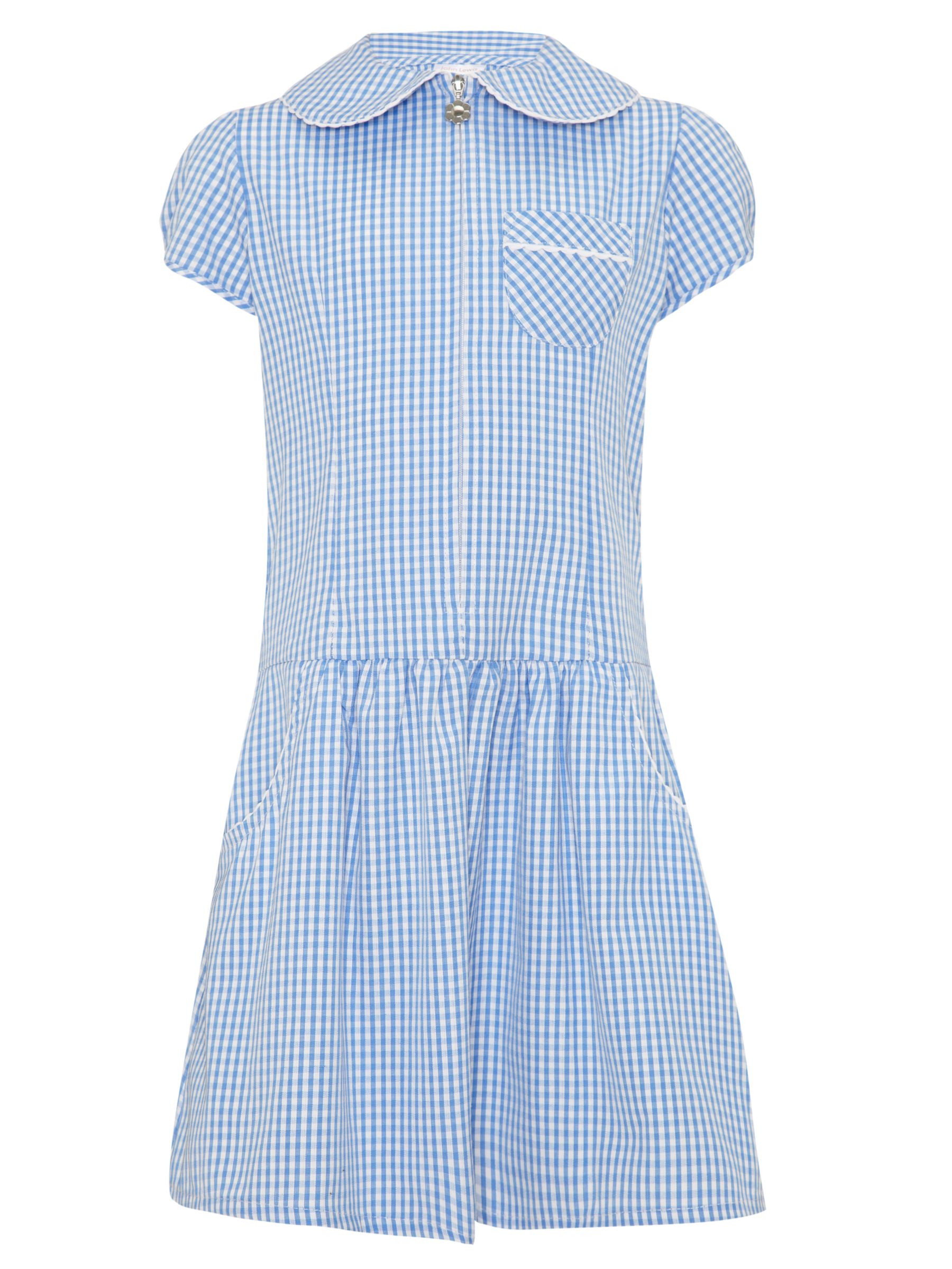 John Lewis School Gingham A-Line Summer Dress, Blue at John Lewis