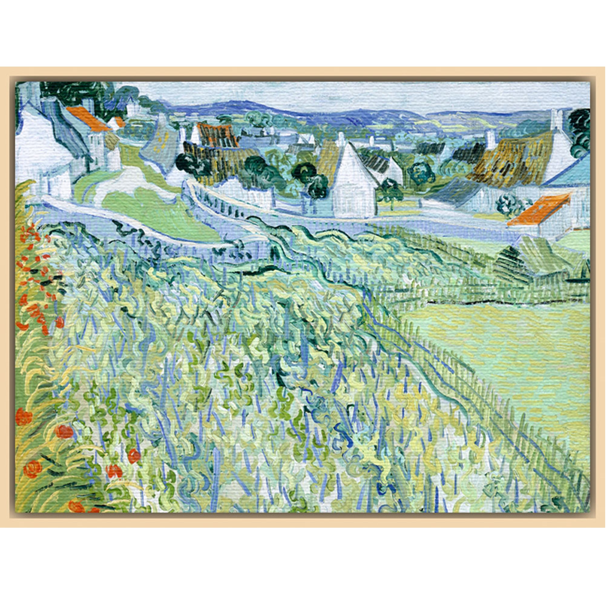 Vincent Van Gogh - Vineyards with a View of Auvers, Natural Ash Framed Canvas